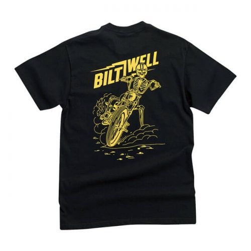 Camiseta Biltwell con esqueleto en moto estampado en amarillo