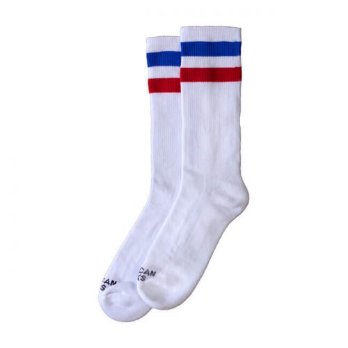 Calcetín American Socks Pride I media altura en blanco con doble línea