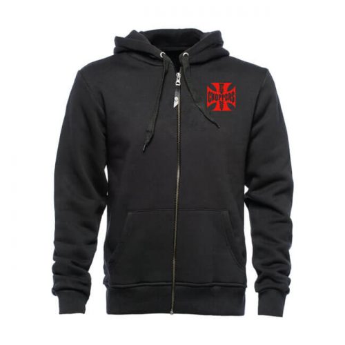 Sudadera West Coast Choppers Red OG Cross Zip negra