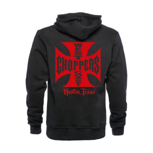 Sudadera West Coast Choppers Red OG Cross Zip negra